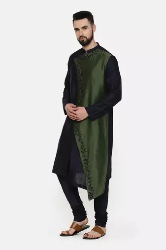 Green Blue Embroidered Kurta Set