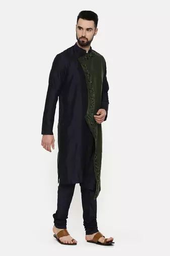 Green Blue Embroidered Kurta Set