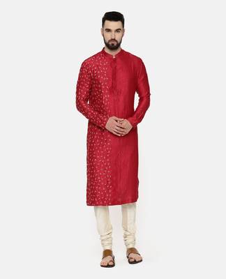 Red Hand Emboidered Kurta 1