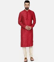 Red Hand Emboidered Kurta