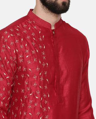 Red Hand Emboidered Kurta 2