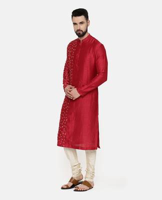 Red Hand Emboidered Kurta 3