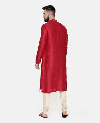 Red Hand Emboidered Kurta 4