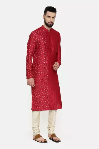 Red Hand Emboidered Kurta