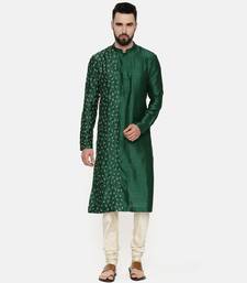 Bottle Green Hand Emboidered Kurta