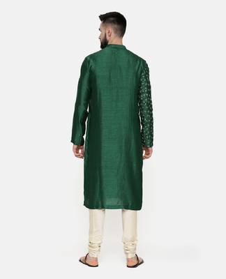 Bottle Green Hand Emboidered Kurta 4