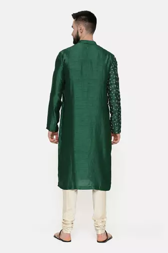 Bottle Green Hand Emboidered Kurta