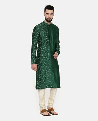Bottle Green Hand Emboidered Kurta 5