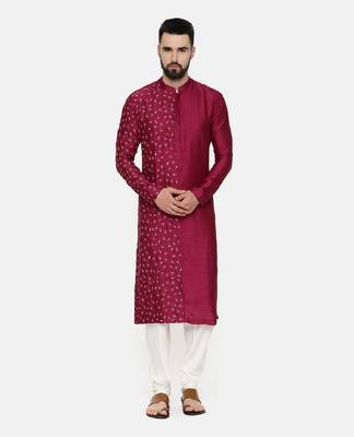 Wine Hand Emboidered Kurta 1