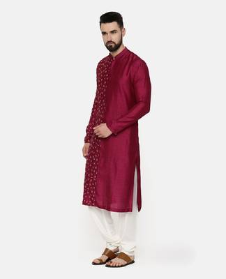 Wine Hand Emboidered Kurta 3