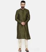 Mehendi Green Hand Emboidered Kurta