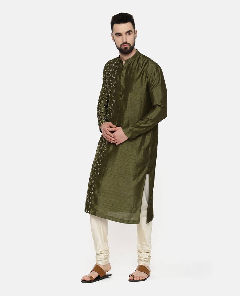 Mehendi Green Hand Emboidered Kurta