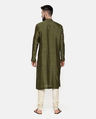 Mehendi Green Hand Emboidered Kurta 4