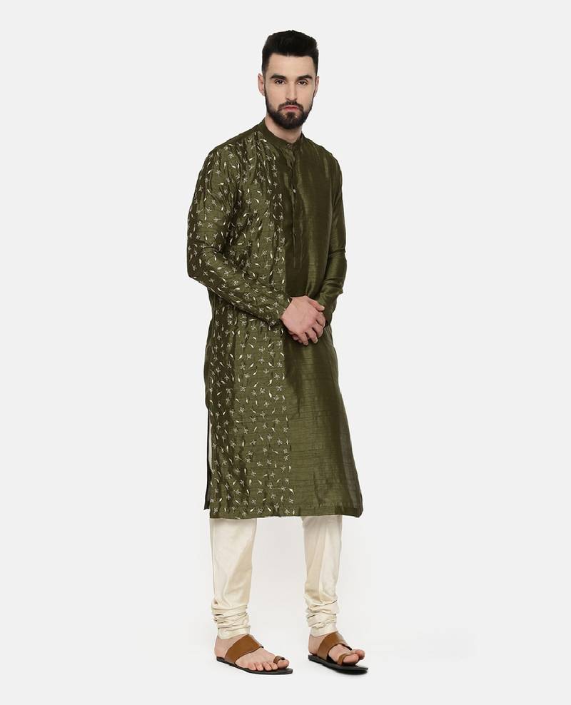 Mehendi Green Hand Emboidered Kurta
