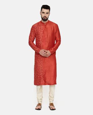 Rust Orange Hand Emboidered Kurta 1