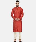 Rust Orange Hand Emboidered Kurta