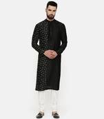 Black Hand Emboidered Kurta