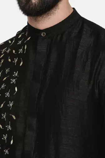 Black Hand Emboidered Kurta