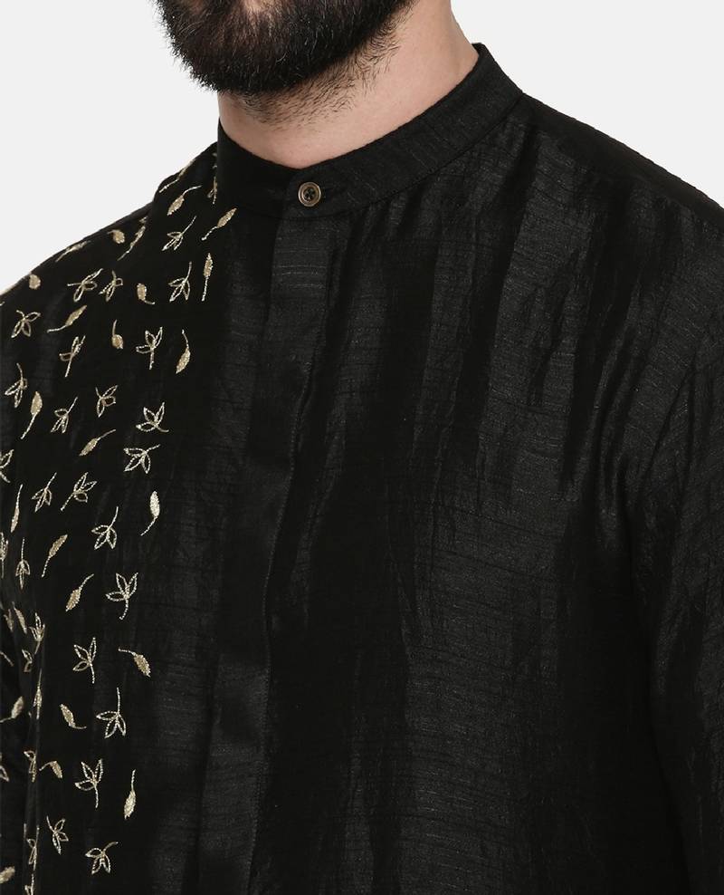Black Hand Emboidered Kurta