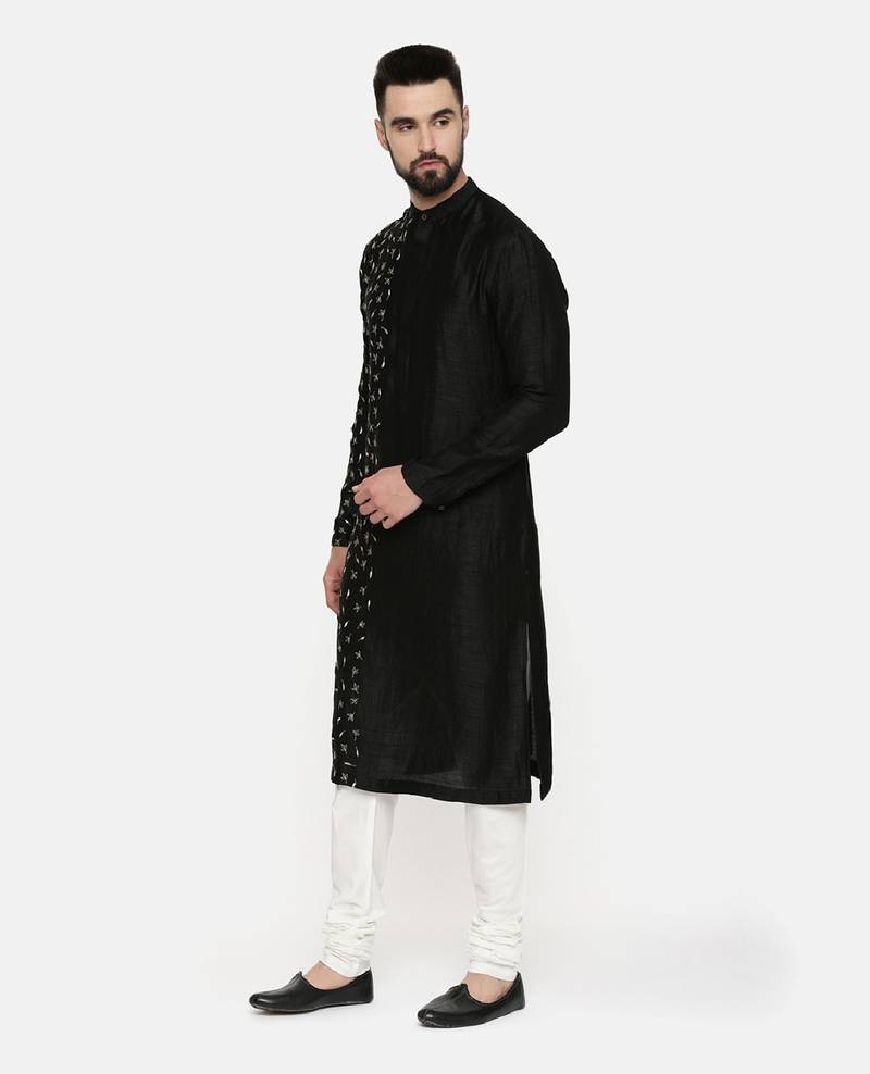 Black Hand Emboidered Kurta