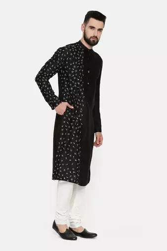 Black Hand Emboidered Kurta