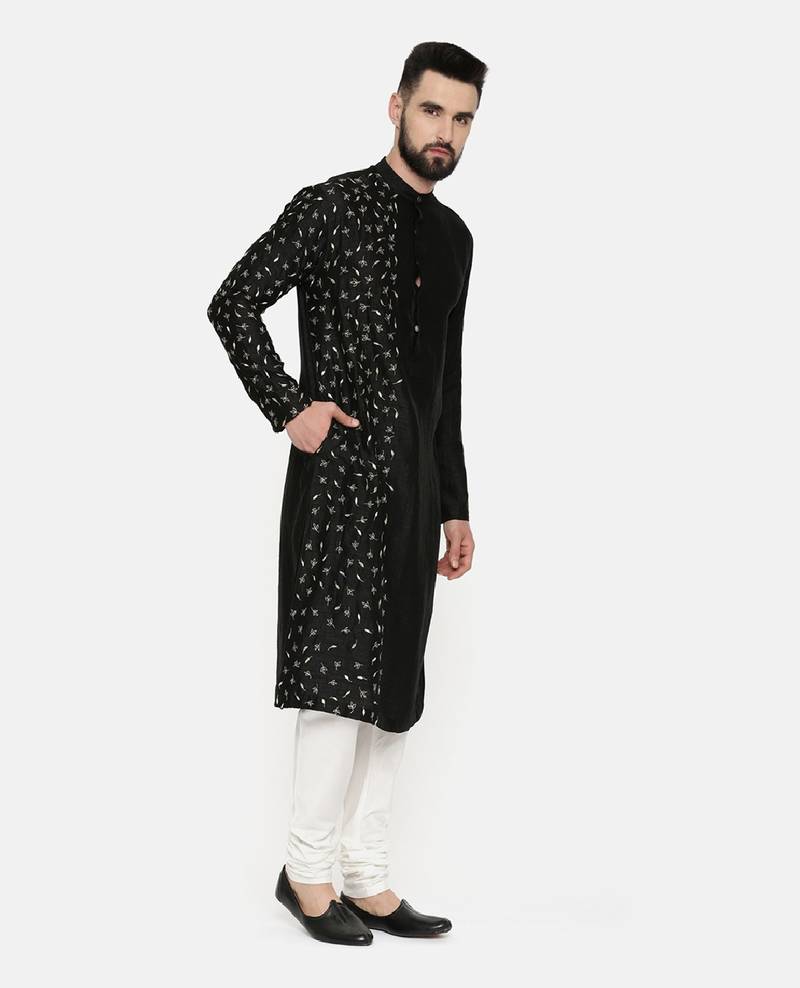 Black Hand Emboidered Kurta