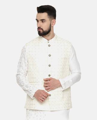 Ivory Chanderi Embroidered Jacket 1