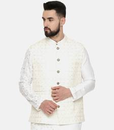 Ivory Chanderi Embroidered Jacket