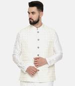 Ivory Chanderi Embroidered Jacket