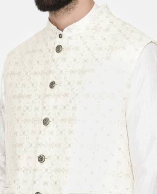 Ivory Chanderi Embroidered Jacket 2