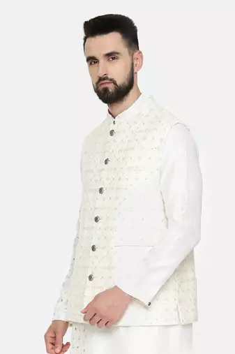 Ivory Chanderi Embroidered Jacket