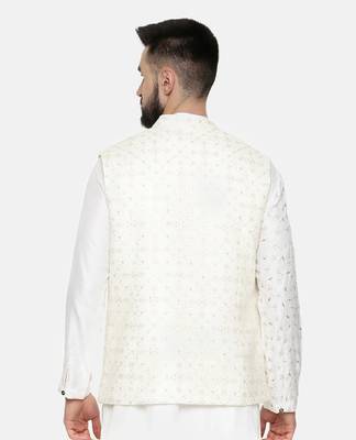 Ivory Chanderi Embroidered Jacket 4