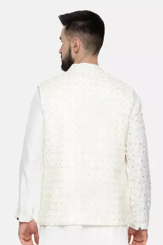 Ivory Chanderi Embroidered Jacket