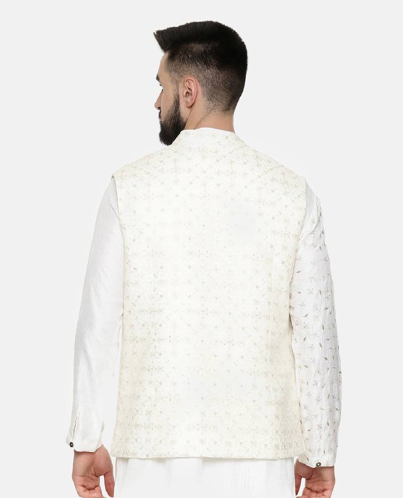 Ivory Chanderi Embroidered Jacket