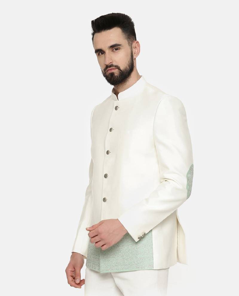 Ivory Green Embroidered Jacket