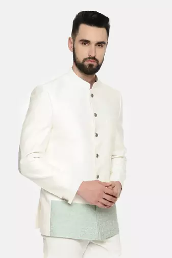 Ivory Green Embroidered Jacket