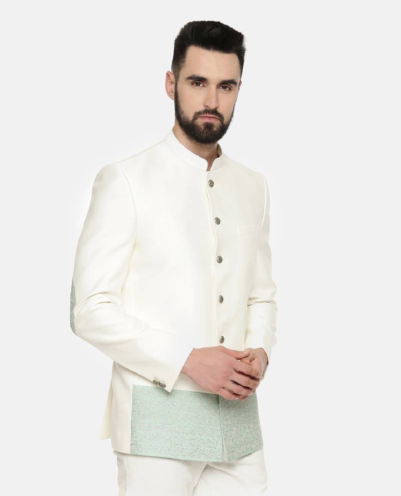 Ivory Green Embroidered Jacket