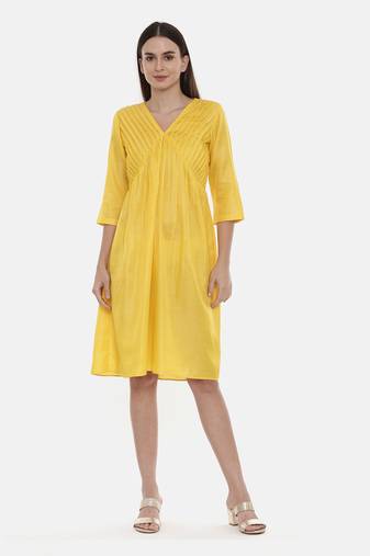 Yellow Pleated Dress