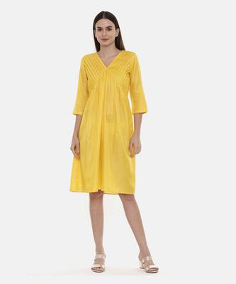 Yellow Pleated Dress 1