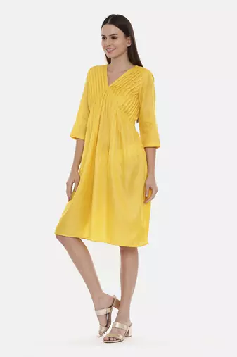 Yellow Pleated Dress