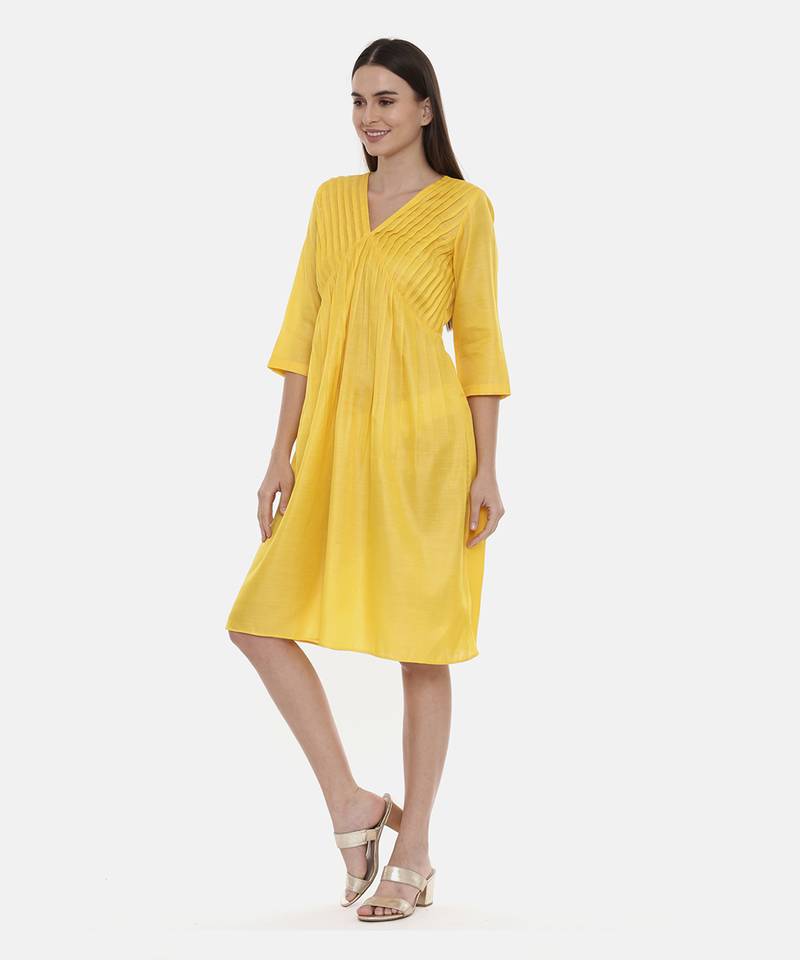Yellow Pleated Dress
