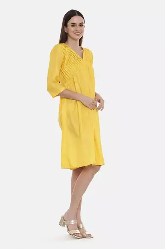 Yellow Pleated Dress
