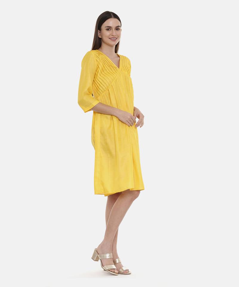 Yellow Pleated Dress