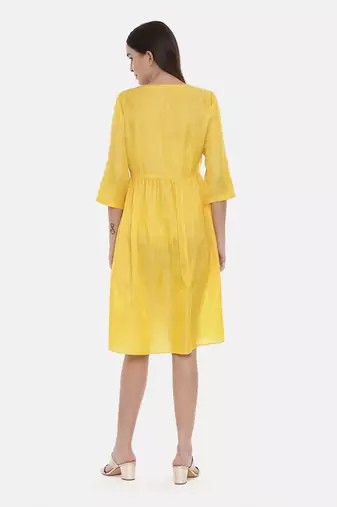 Yellow Pleated Dress