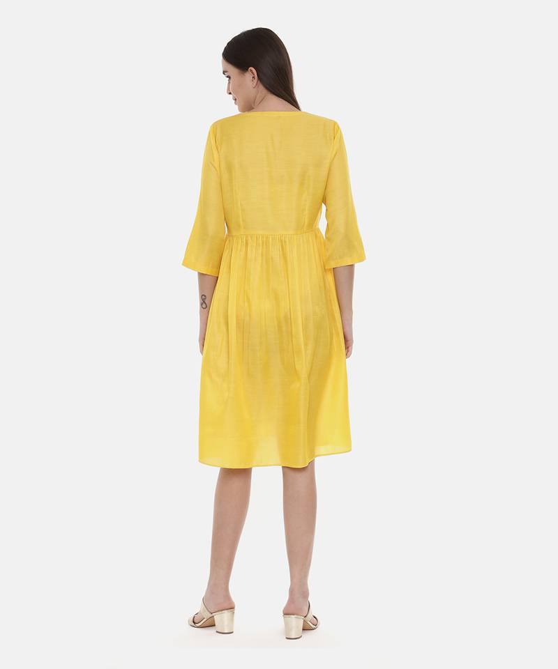 Yellow Pleated Dress