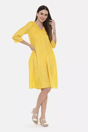 Yellow Pleated Dress