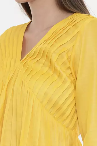 Yellow Pleated Dress