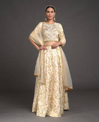 Ivory Benarasi Weave Zardozi Lehenga Set 1