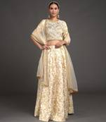 Ivory Benarasi Weave Zardozi Lehenga Set