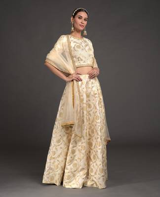 Ivory Benarasi Weave Zardozi Lehenga Set 3